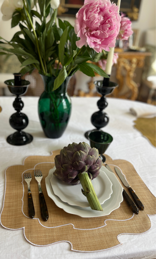 Bast-Tischset abwischbar (Set aus 6 Stück) - Form Versailles