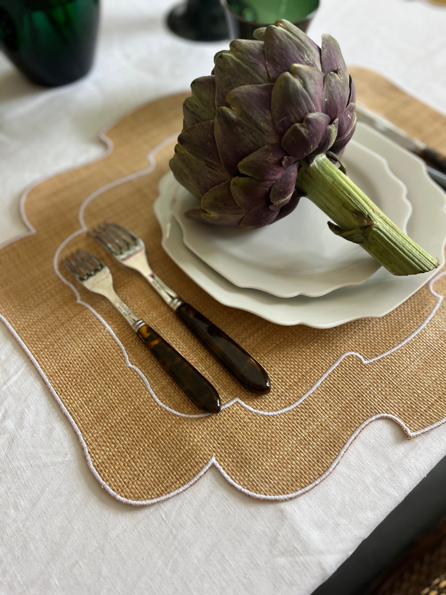 Bast-Tischset abwischbar (Set aus 6 Stück) - Form Versailles