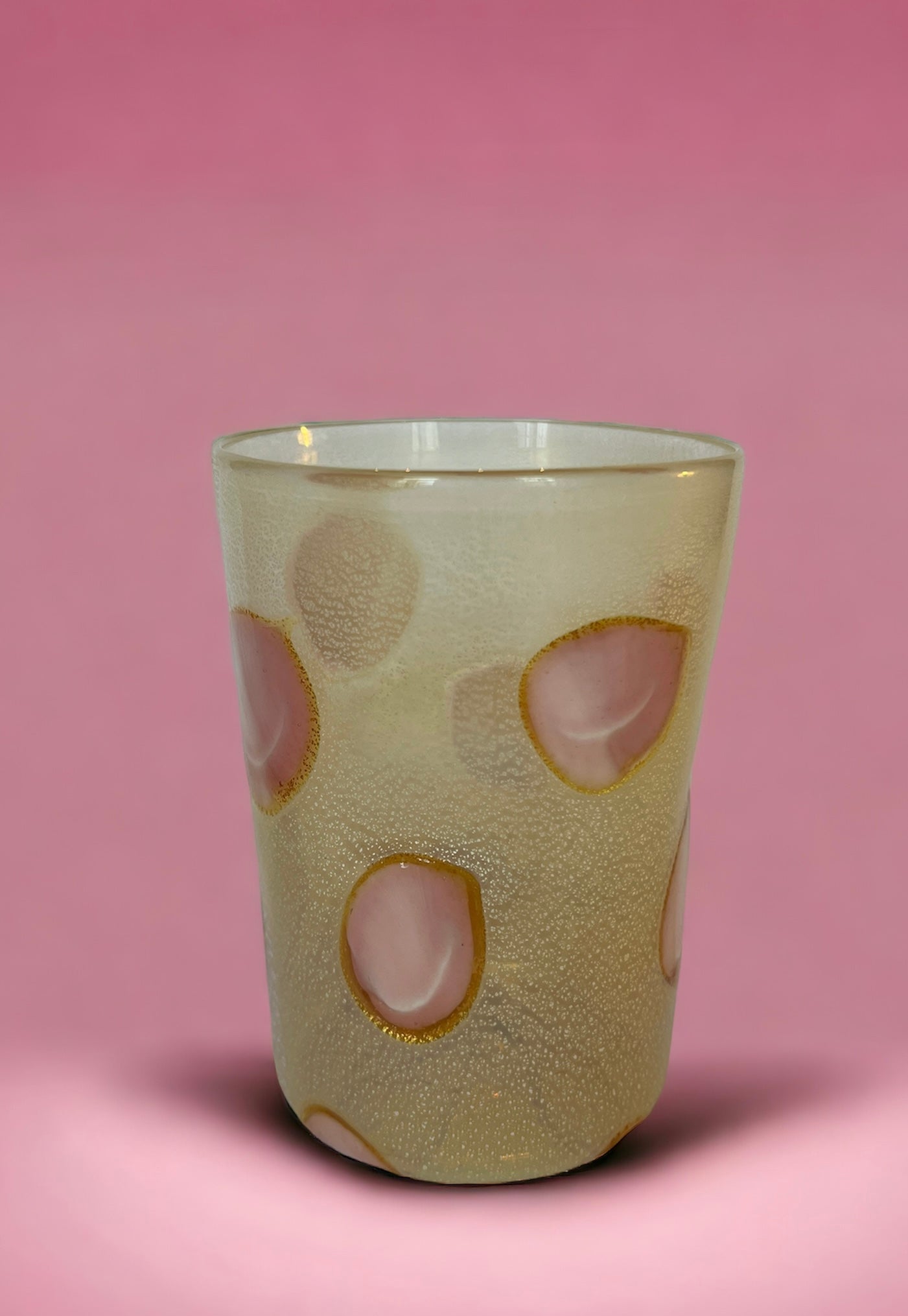 ERNEST Handgefertigtes Muranoglas - Rosa/Gold gestreift