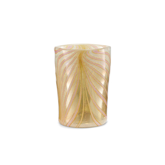 ERNEST Handgefertigtes Muranoglas - Rosa/Gold gestreift