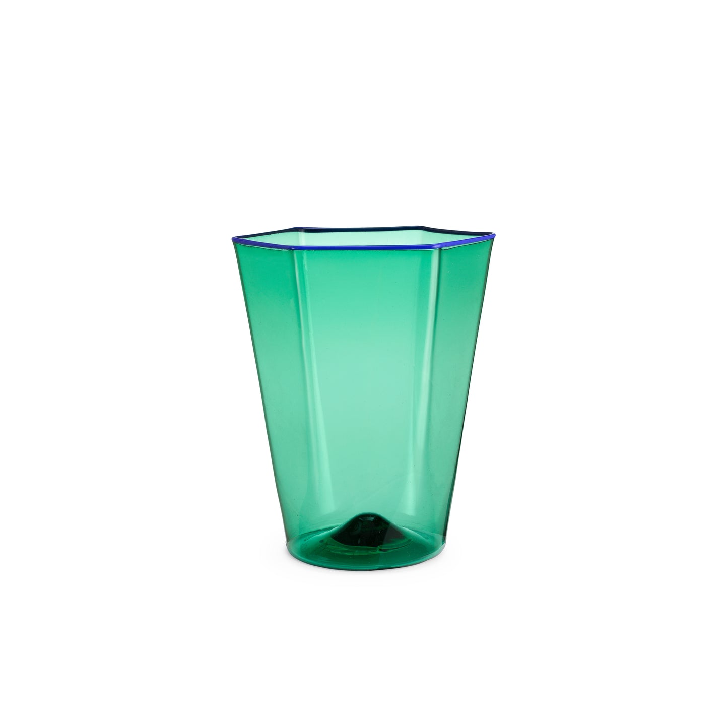 Handgefertigtes Murano-Glas- Stil Carlo Scarpa (dunkelgrün mit blauem Rand)