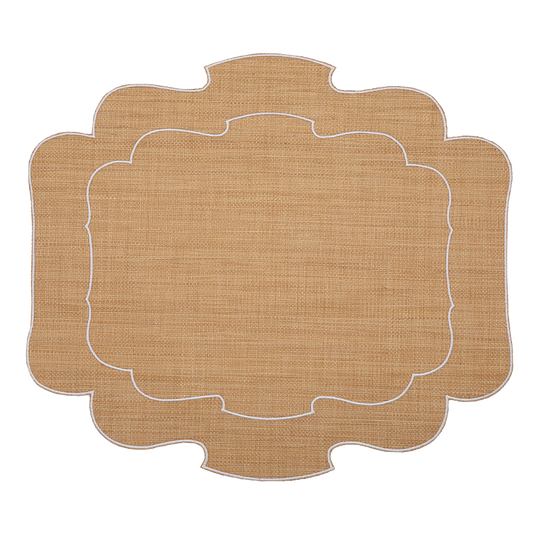 Bast-Tischset abwischbar (Set aus 6 Stück) - Form Versailles